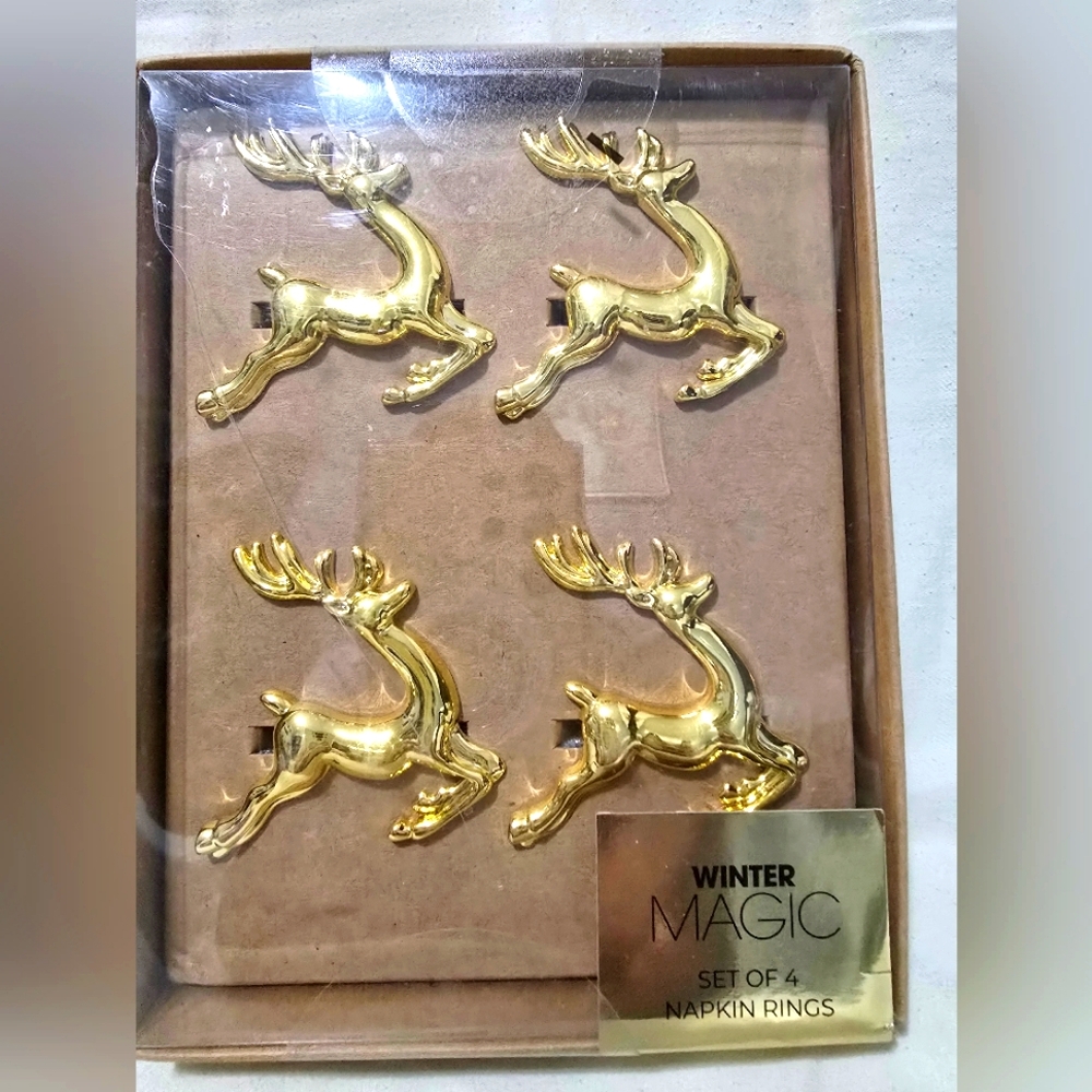 Holidays Reindeer Napkin Ring Set